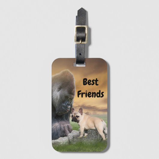Französische Bulldogge beste Freunde Gepäckanhänger (Vorderseite Vertikal)