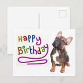 Französische Bulldogge Birthday French Bulldog Postkarte (Vorne/Hinten)