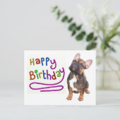 Französische Bulldogge Birthday French Bulldog Postkarte (Stehend Vorderseite)