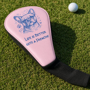 Französische Bulldogge blaue Lineart Kritzelei Fre Golf Headcover
