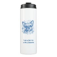 Französische Bulldogge blaue Lineart Kritzelei Fre