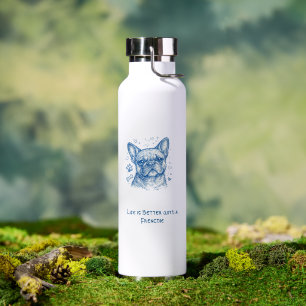 Französische Bulldogge blaue Lineart Kritzelei Fre Trinkflasche