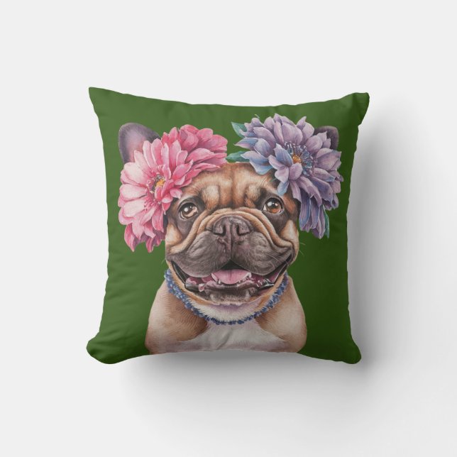 Französische Bulldogge Blume Crossfarbe Printwerbu Kissen (Vorderseite)