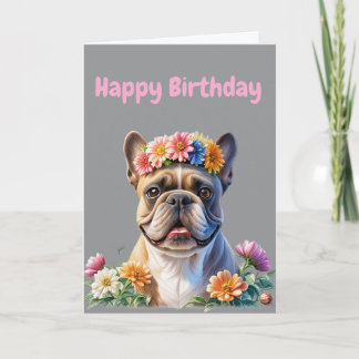 Französische Bulldogge  Blumen Birthday Bulldog Einladung