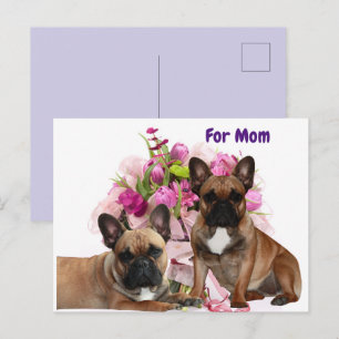 Französische Bulldogge Blumen French Bulldog Feier Feiertagspostkarte
