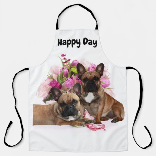 Französische Bulldogge Blumen French Bulldog Feier Schürze (Vorderseite)