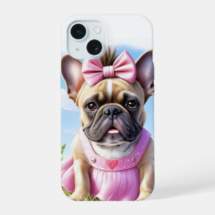 Französische Bulldogge Blumen French Bulldog iPhone 15 Hülle
