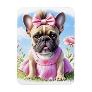 Französische Bulldogge Blumen French Bulldog Magnet