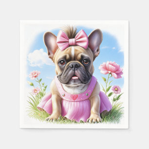 Französische Bulldogge Blumen French Bulldog Serviette