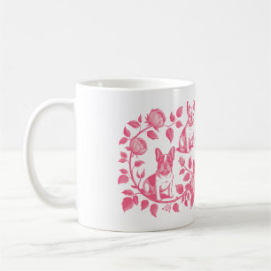 Französische Bulldogge Blumenkunst – Eleganter Hun Kaffeetasse