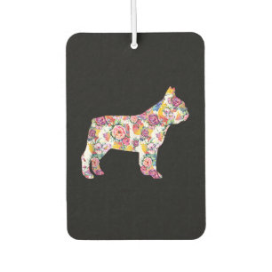 Französische Bulldogge Blumenmuster  farbenfrohes  Autolufterfrischer