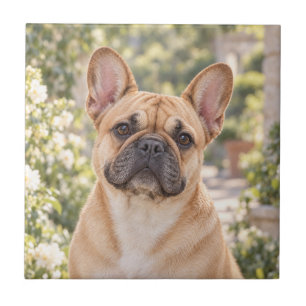 Französische Bulldogge Botanisches Porträt Dekorat Fliese
