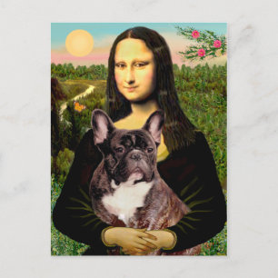 Französische Bulldogge (br10) - Mona Lisa Postkarte