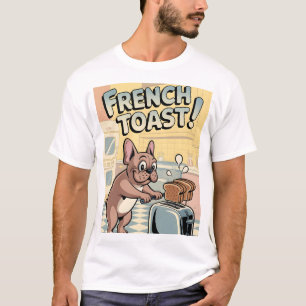 Französische Bulldogge Breakfast Cartoon-Art T-Shirt