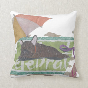 Französische Bulldogge, Brindle Frenchie, bunt, Kissen