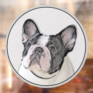 Französische Bulldogge (Brindle Pied) Malerei - Hu Fensteraufkleber