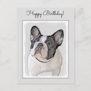 Französische Bulldogge (Brindle Pied) Malerei - Hu Postkarte
