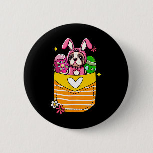 Französische Bulldogge Bunny Ostern Schokoladeneie Button
