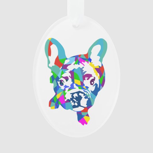 Französische Bulldogge Bunt Ornament (Vorderseite)
