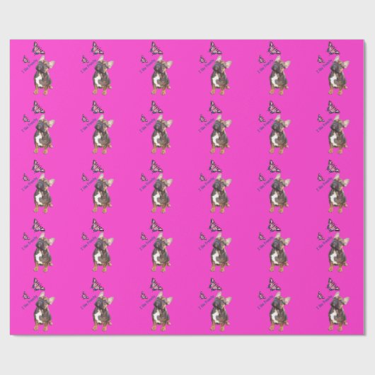 Französische Bulldogge Butterflies Day Geschenkpapier (Flach)