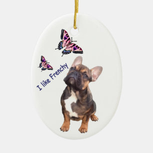 Französische Bulldogge Butterflies Day Keramik Ornament