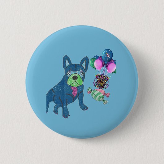 Französische Bulldogge Cartoon French Bulldog Button (Vorderseite)