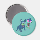 Französische Bulldogge Cartoon French Bulldog Magnet (Vorderseite/Rückseite)