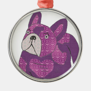 Französische Bulldogge Cartoon French Bulldog Silbernes Ornament