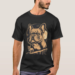 Französische Bulldogge Celestial Moon Art Vintage  T-Shirt