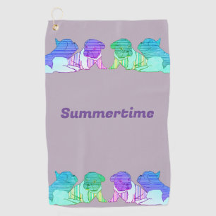 Französische Bulldogge Comic Neon French Bulldog Golfhandtuch