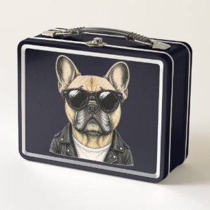 Französische Bulldogge Cooler Hund Grafik Metall Brotdose