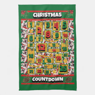 Französische Bulldogge Countdown Weihnachten Adven Geschirrtuch