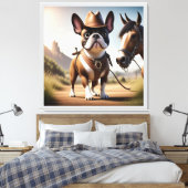 Französische Bulldogge Cowboyhut French Bulldog Leinwanddruck (Insitu (Schlafzimmer))