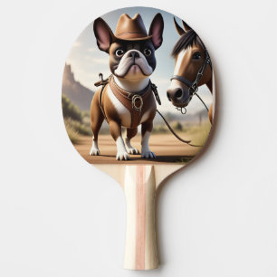 Französische Bulldogge Cowboyhut French Bulldog Tischtennis Schläger