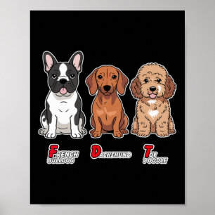 Französische Bulldogge Dachshund Toy Poodle Lustig Poster