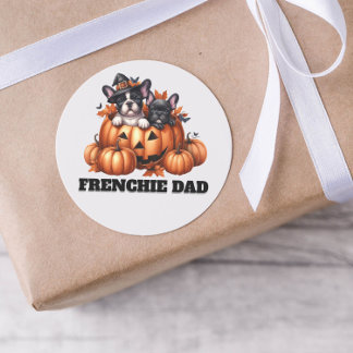 Französische Bulldogge Dad Halloween-Kürbisse Runder Aufkleber