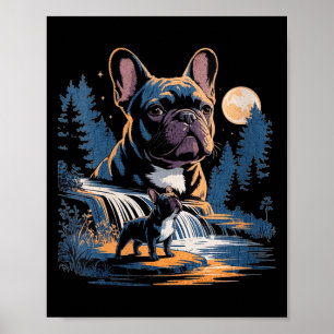 Französische Bulldogge Damen heult zum Mond Meme Poster