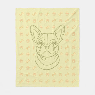 Französische Bulldogge Dekoratives Linienkunstmust Fleecedecke