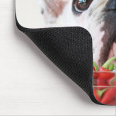 Französische Bulldogge, die einen roten Pfeffer Mousepad (Ecke)