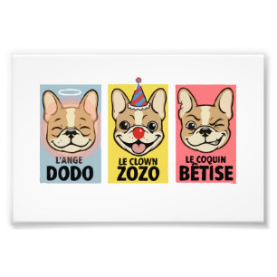 Französische Bulldogge Drei Stimmungen  Fotodruck