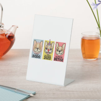 Französische Bulldogge Drei Stimmungen Sockelschild