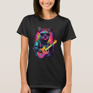 Französische Bulldogge E-Gitarre Rockmusik 4 T-Shirt