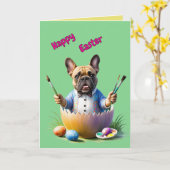 Französische Bulldogge Ei Ostern French Bulldog Karte (Gelbe Blume)