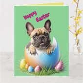 Französische Bulldogge Ei Ostern French Bulldog Karte (Gelbe Blume)