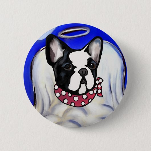 Französische Bulldogge Engel Button (Vorderseite)