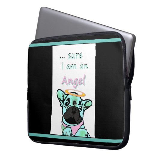 Französische Bulldogge Engel Laptopschutzhülle (Vorderseite Links)