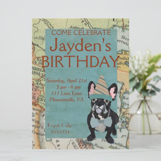 FRANZÖSISCHE BULLDOGGE ERFORSCHEN EINLADUNG (Stehend Vorderseite)