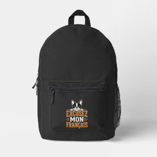 Französische Bulldogge Excusez Mon Franais Design Bedruckter Rucksack