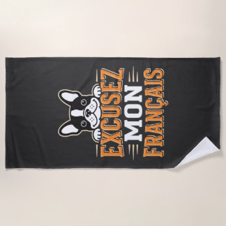 Französische Bulldogge Excusez Mon Franais Design Strandtuch