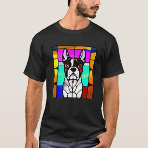 Französische Bulldogge - Farbige Buntglas Pop Art T-Shirt